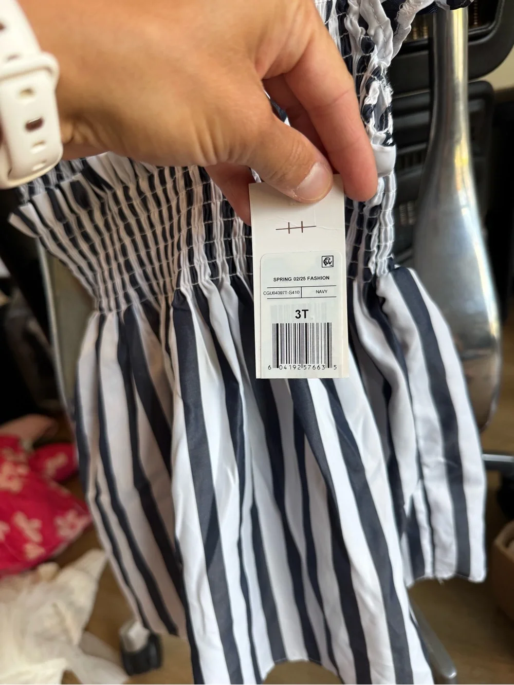 Habitual girls Smocked Striped Navy & White Girls Dress